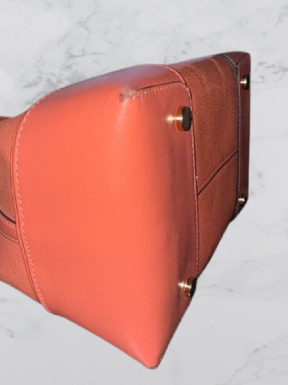 MICHAEL KORS Leather Medium MERCER GALLERY Drawstring Bucket Bag-Coral/Pink - Picture 13 of 15